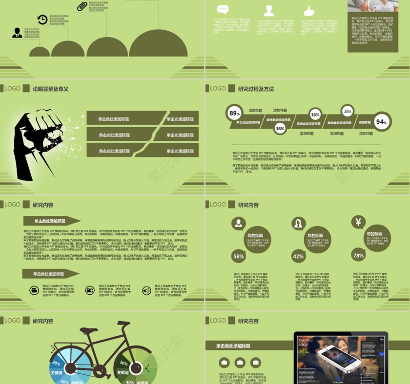 绿色大气学术答辩通用PPT模板第2张
