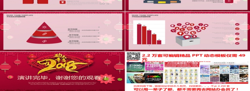 红色喜庆年终总结PPT模板第3张