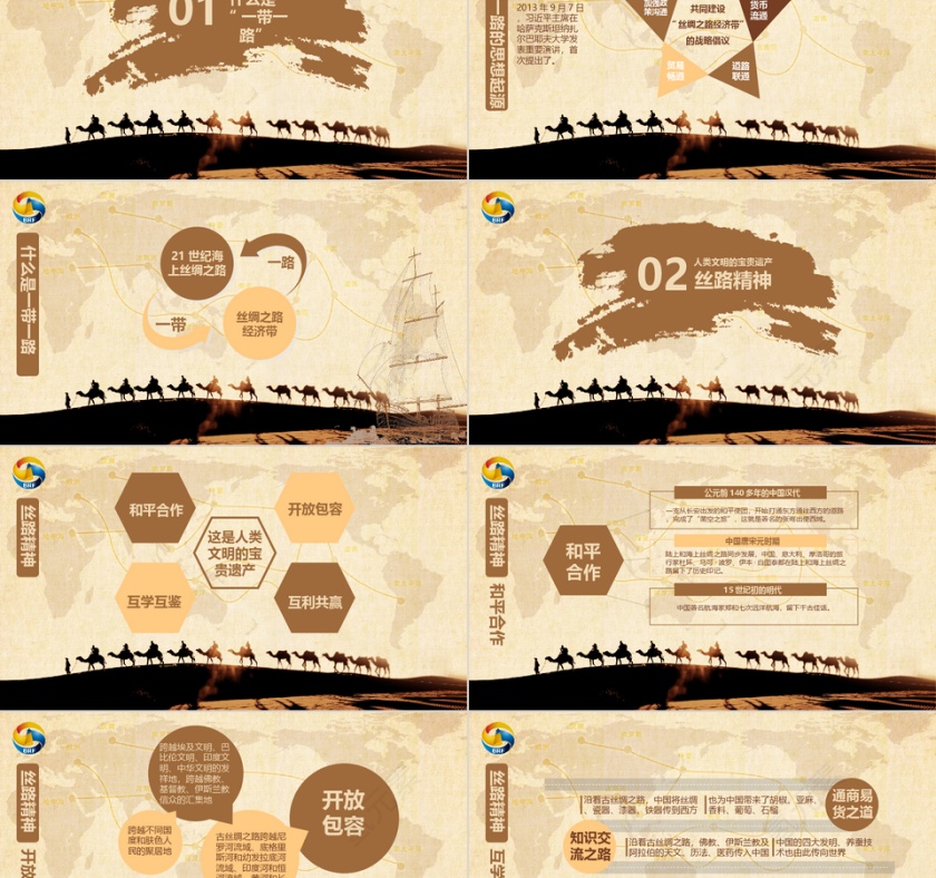 中国风一带一路ppt模板第2张