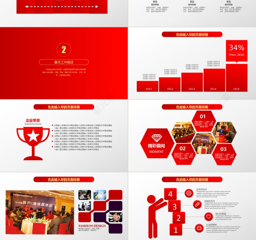 红色招商银行工作总结PPT模板第3张