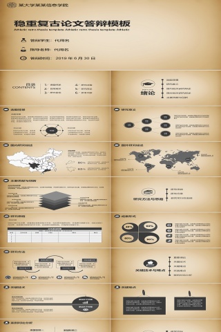 怀旧复古毕业论文答辩PPT模板