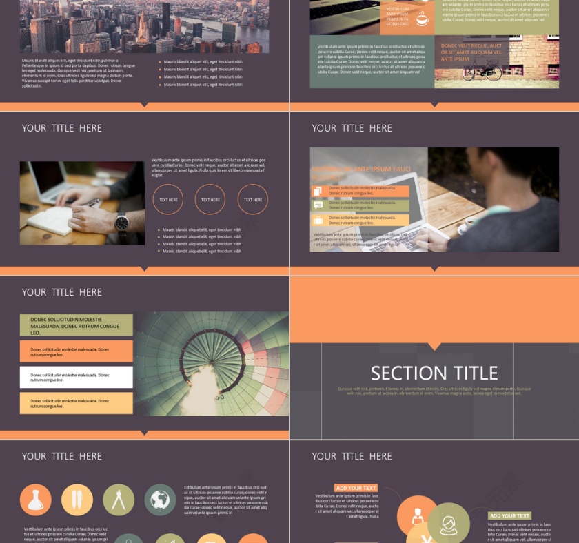 扁平橙灰ppt第2张