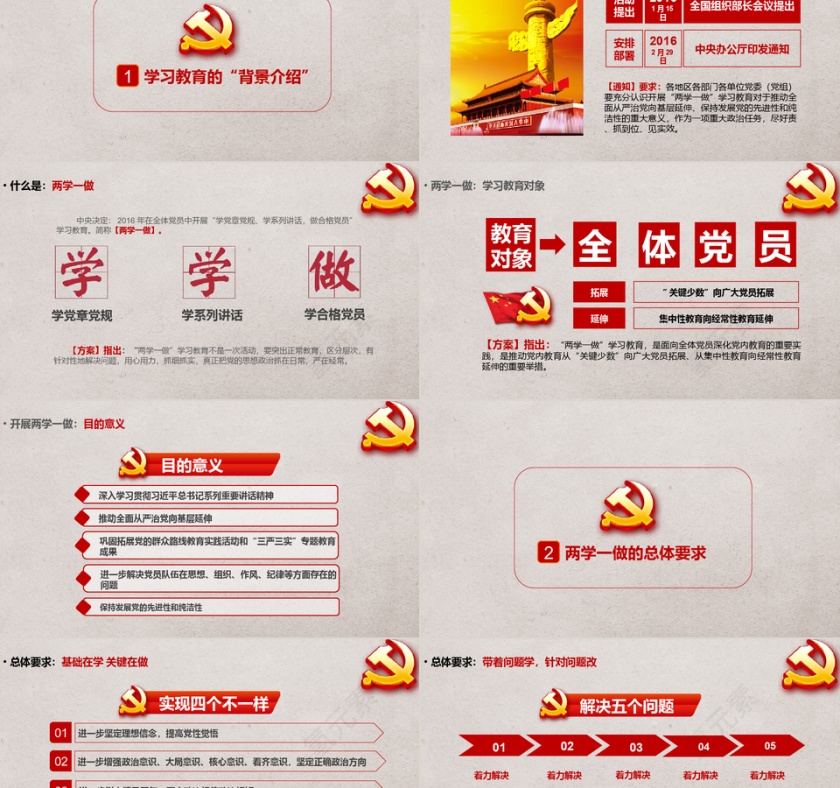 红色简约大气两学一做PPT第2张