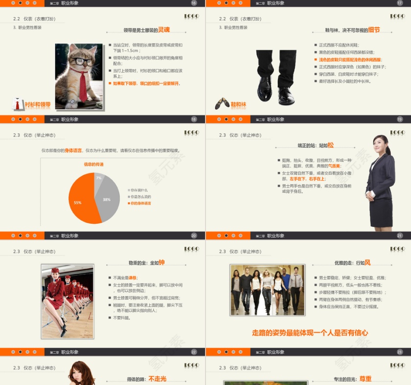 彩色简约大气新员工入职培训之礼仪培训ppt模板 第4张