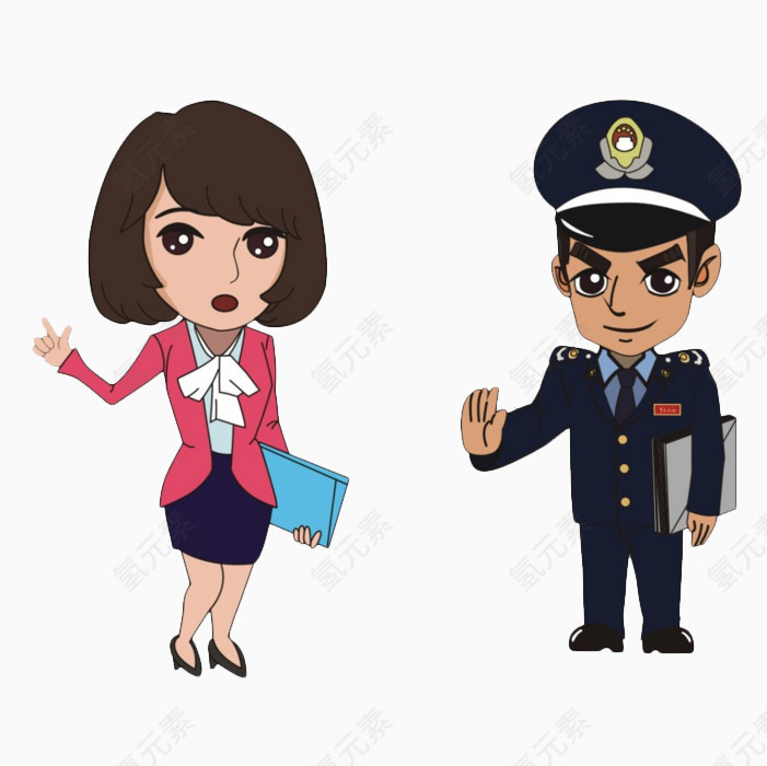 卡通白领警察