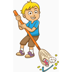 男孩打扫卫生