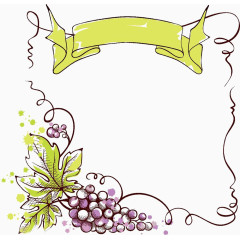 紫色水墨葡萄边框