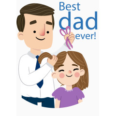 给女儿扎辫子的爸爸