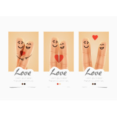 3款创意手指情侣卡片矢量