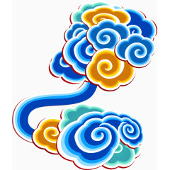 中国风年画手绘五彩祥云