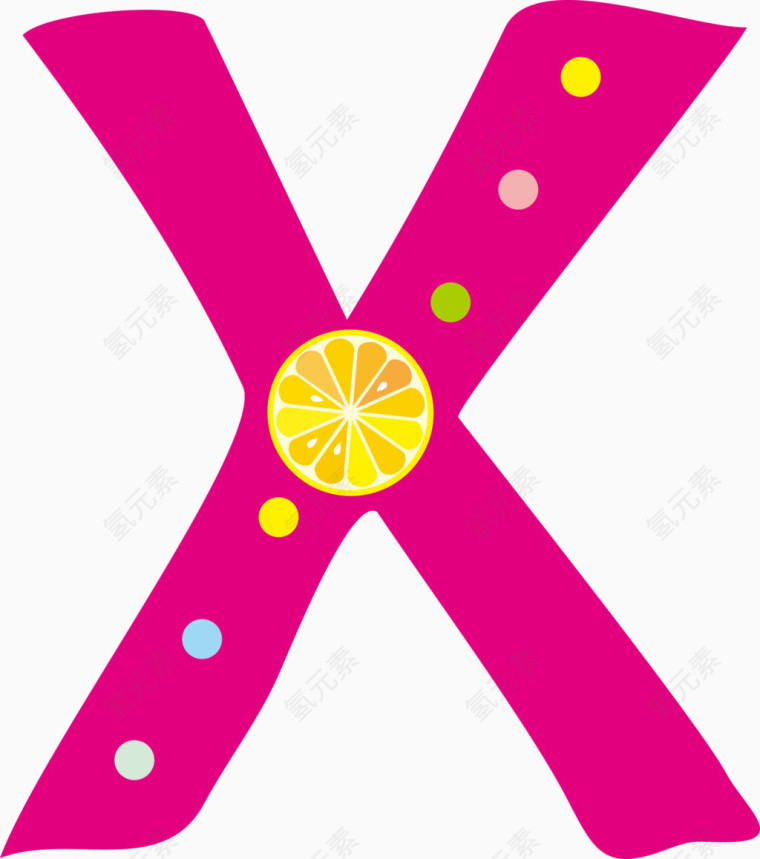 卡通水果字母图标X