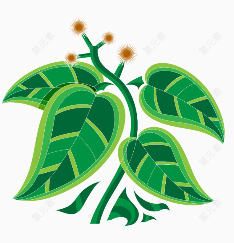 矢量绿色植物叶片