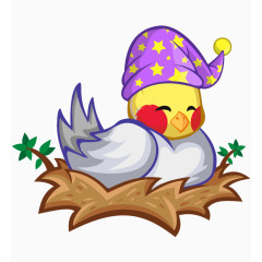 卡通手绘可爱戴帽子小鸡