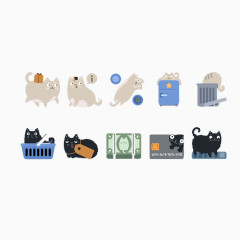 各种形态的懒猫灰色黑色