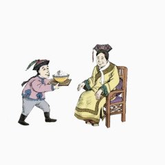 手绘皇后与太监