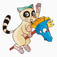 手绘卡通骑马小狗