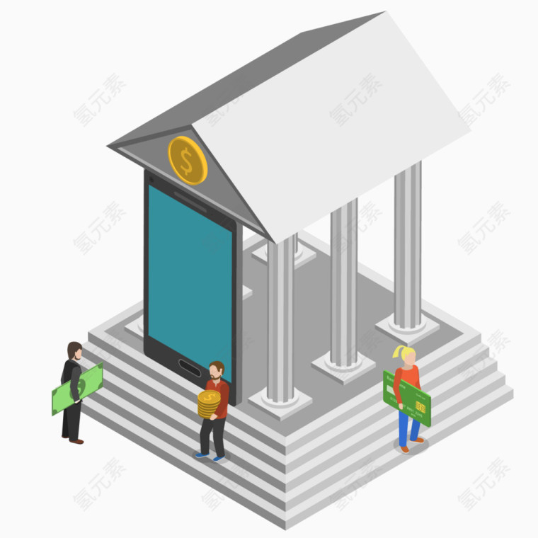 卡通创意3D手绘银行