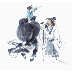 清明节问路牧童水墨画