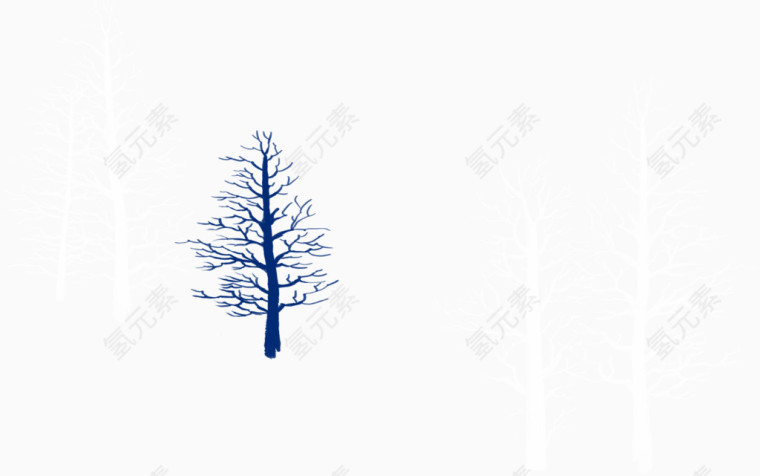 冬季树枝白雪皑皑