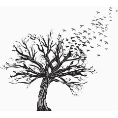 枯萎的树木树枝树墩恐怖背景