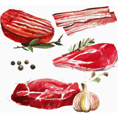 水彩画集合猪肉