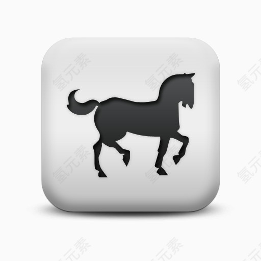 不光滑的白色的广场图标动物动物马Animals-Icons