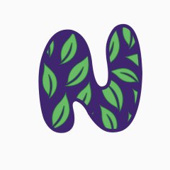 卡通花纹英文艺术字N