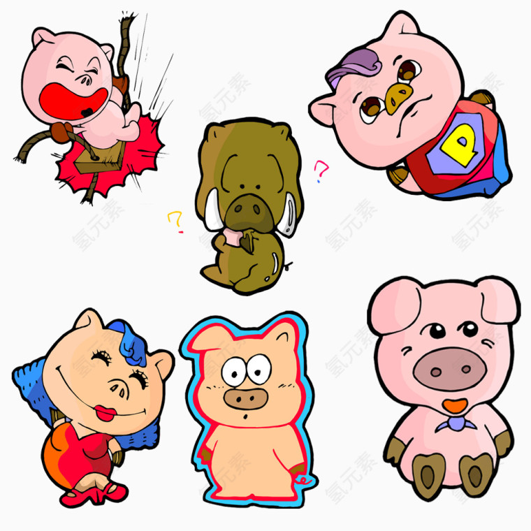 可爱卡通小猪