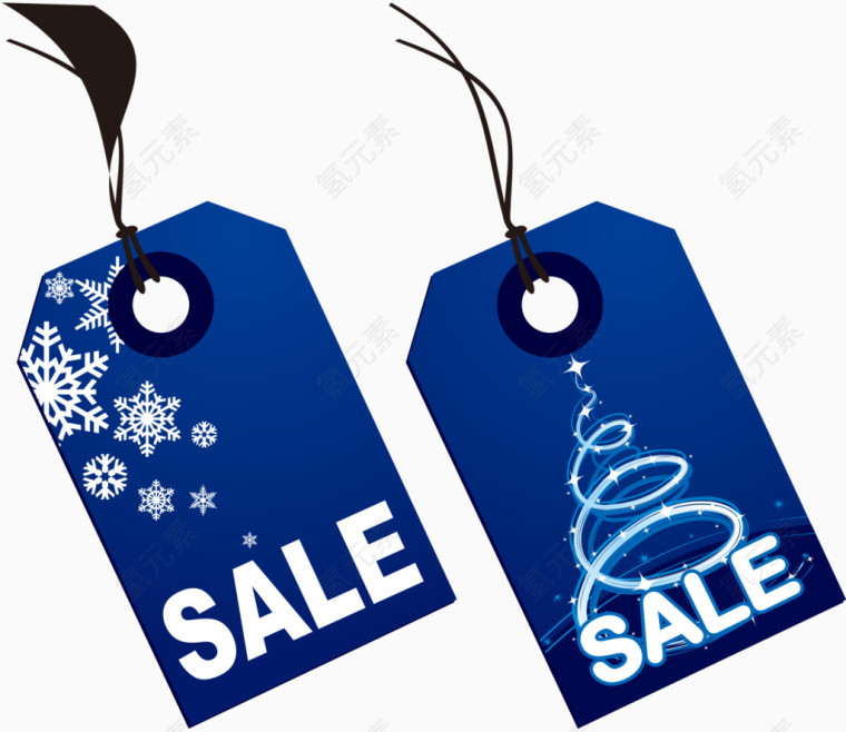 蓝色圣诞促销吊牌