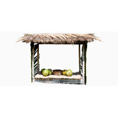 海滩茅屋水果夏天