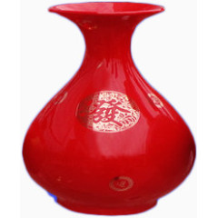 红色喜庆陶瓷花瓶