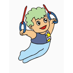 玩吊环的小男孩