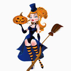 拿着南瓜扫把的女巫