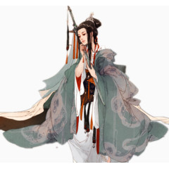 手绘人物图片古风剪影