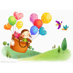 氢气球小女孩背景