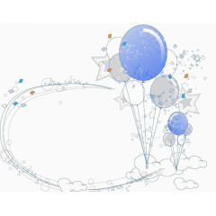 云彩相框氢气球手绘素材