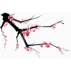 水墨画桃花枝
