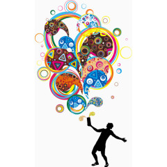 动感花纹人物剪影