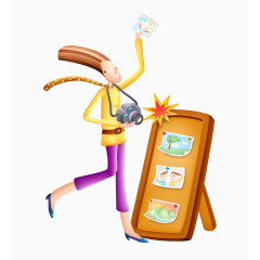 卡通手绘摄影的女孩