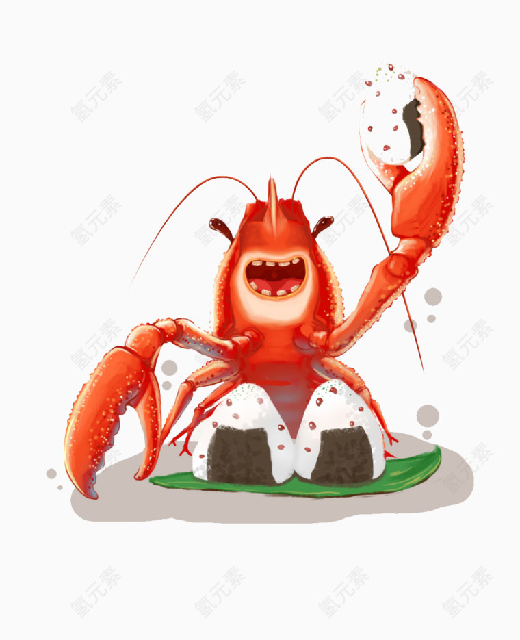 卡通手绘龙虾
