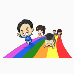 卡通少年奔跑元素