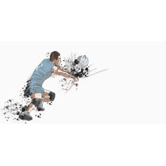 侧身救球的男排运动员