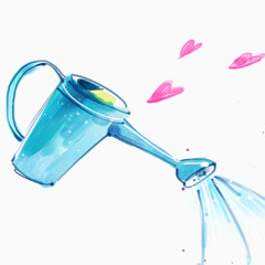 手绘浇水桶 洒水