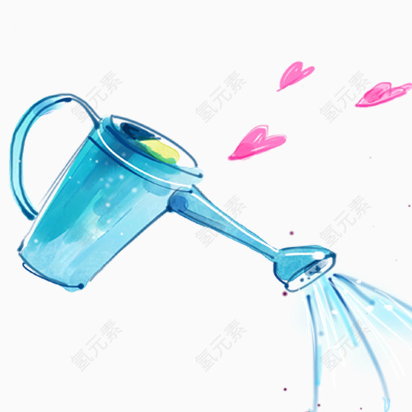手绘浇水桶 洒水