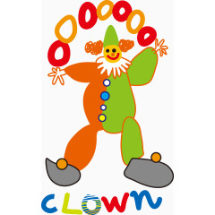 彩色画笔画小丑