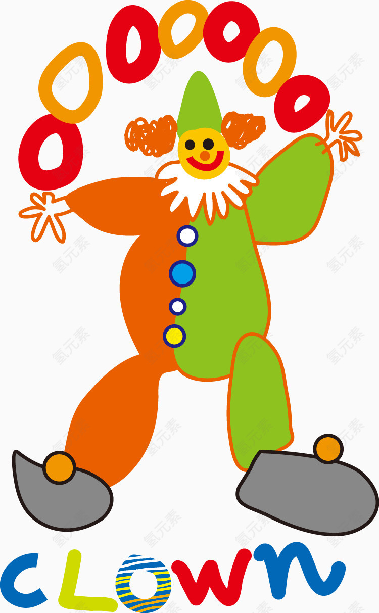 彩色画笔画小丑