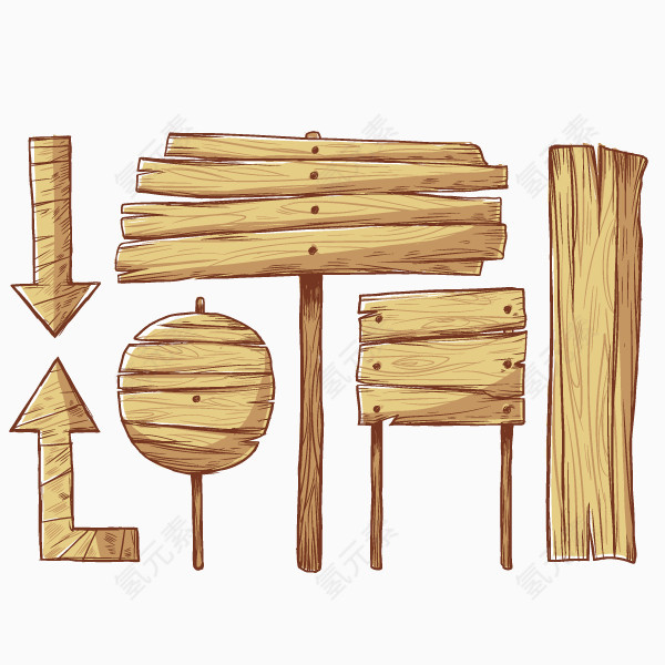 木板 指示牌 箭头 立体