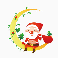 圣诞老人坐月亮上