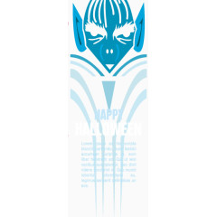 矢量元素蓝色万圣节怪物书签