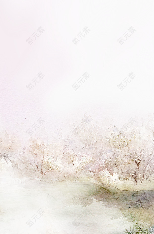 中国风水墨烟雨桃花素材